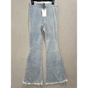 Blank Paige Flare Jeans‎ NEW M Light High Rise Frayed Hem Boho Festival Y2K 70’s